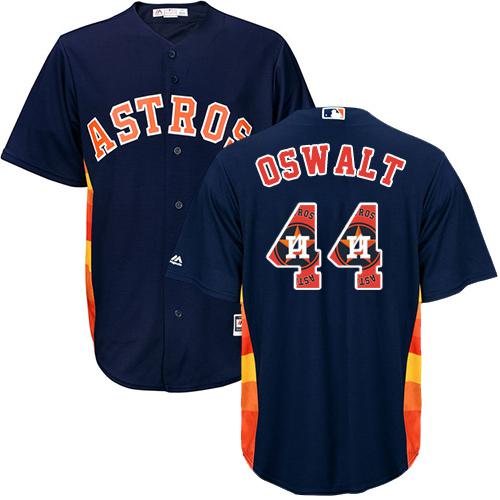Astros #44 Roy Oswalt Navy Blue Team Logo Fashion Stitched MLB Jersey